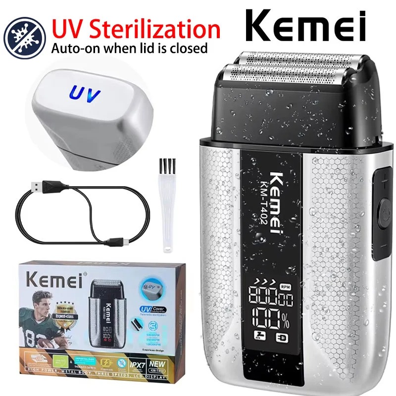 Rasoir Électrique Kemei KM-T402 – Moteur Ultra-Rapide 10000 TR/MIN, Étanche IPX7 & Écran LED image 1