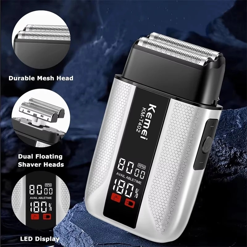 Rasoir Électrique Kemei KM-T402 – Moteur Ultra-Rapide 10000 TR/MIN, Étanche IPX7 & Écran LEDimage 4