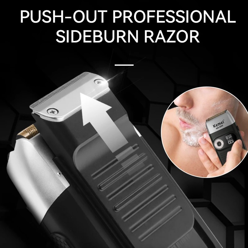 Rasoir Tondeuse Multifonction Kemei KM-2026 2 en 1 – Affichage LCD, Batterie 1400 mAh, Rasoir Alternatif pour Hommes image 3