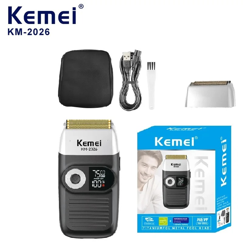 Rasoir Tondeuse Multifonction Kemei KM-2026 2 en 1 – Affichage LCD, Batterie 1400 mAh, Rasoir Alternatif pour Hommesimage 4