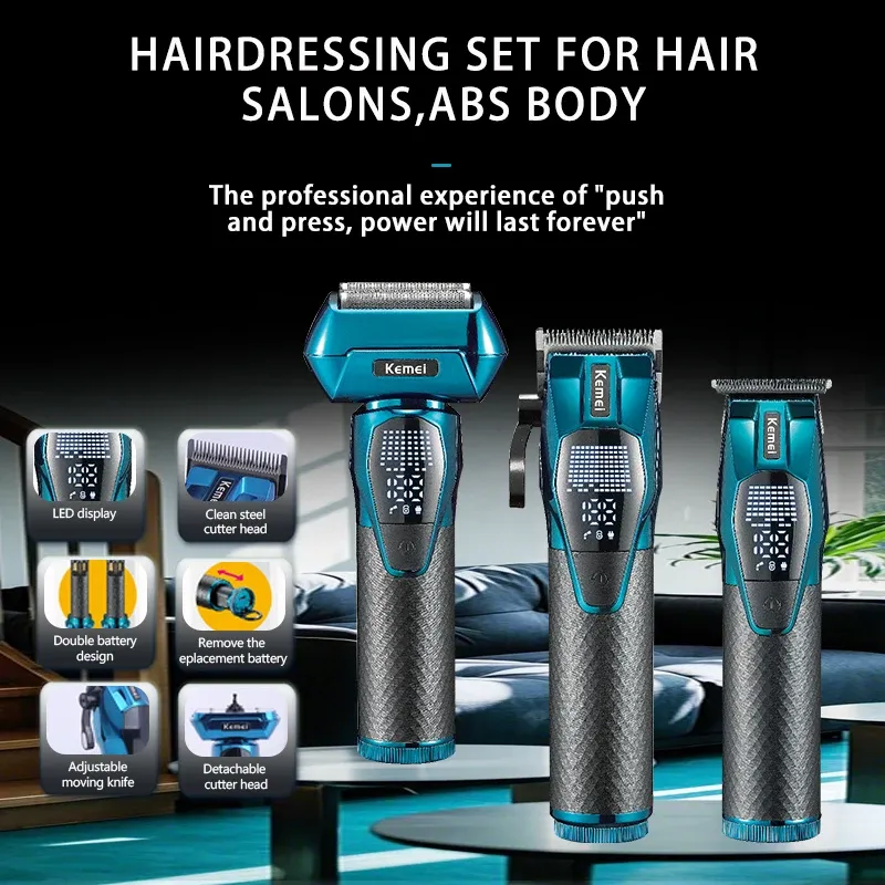 Tondeuse à Cheveux et Rasoir Électrique KM-8559 Batterie Détachable – Recharge Rapide, Compartiment de Chargeimage-2