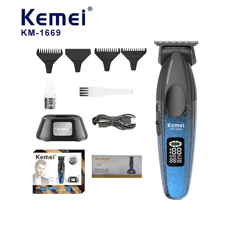 Tondeuse à Cheveux Professionnelle Kemei KM-1669 – Moteur 9000 RPM, Lame Métallurgie des Poudres & Dock Dual image 1