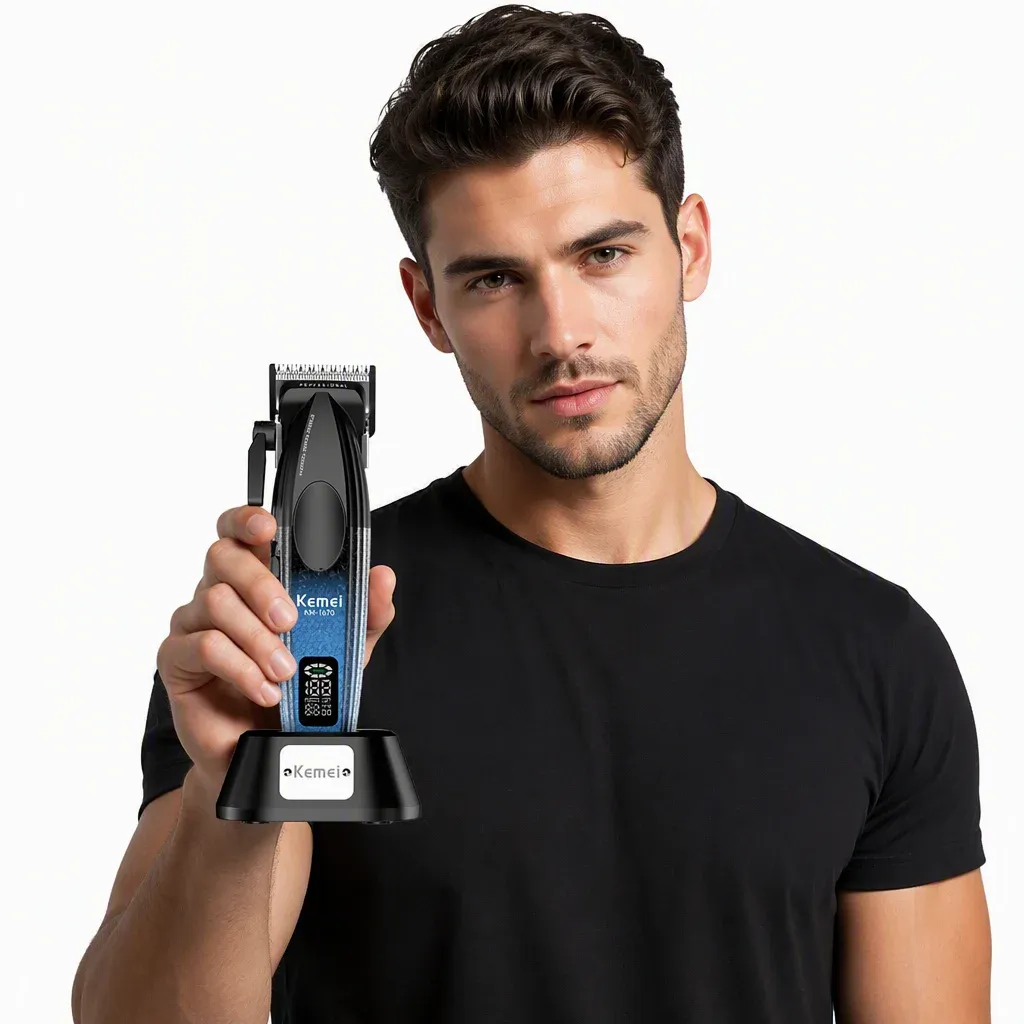 Tondeuse à Cheveux Professionnelle Kemei KM-1670 (Série V003) – Corps Dégradé, Rechargeable USB & Salonimage-2