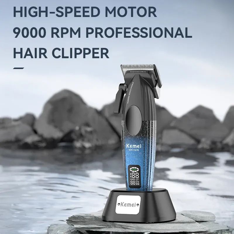 Tondeuse à Cheveux Professionnelle Kemei KM-1670 (Série V003) – Corps Dégradé, Rechargeable USB & Salonimage 4