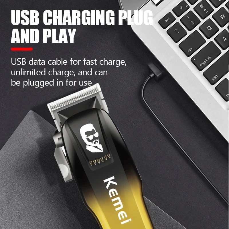 Tondeuse à Cheveux Professionnelle Kemei KM-709A – Moteur Puissant, Sans Fil & Rechargeable pour Barbier image 3