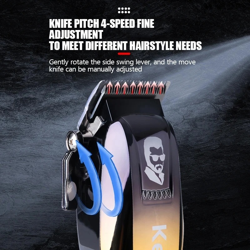 Tondeuse à Cheveux Professionnelle Kemei KM-709A – Moteur Puissant, Sans Fil & Rechargeable pour Barbierimage 4