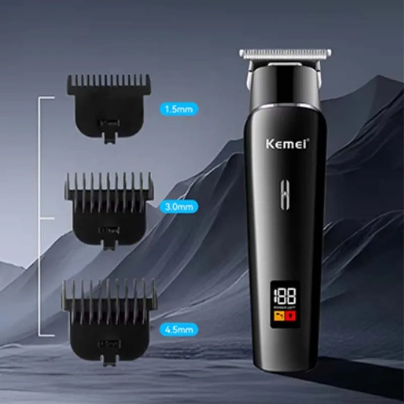 Tondeuse Barbier Tout-en-Un Kemei KM-1113 – Écran LED, Faible Bruit, Lame T-Blade Précision & Rechargeable image 3