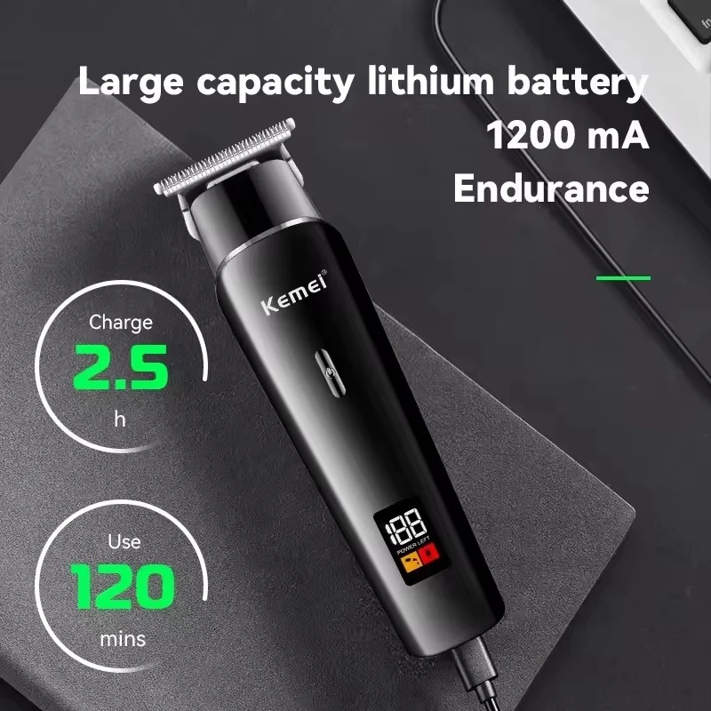 Tondeuse Barbier Tout-en-Un Kemei KM-1113 – Écran LED, Faible Bruit, Lame T-Blade Précision & Rechargeableimage 4