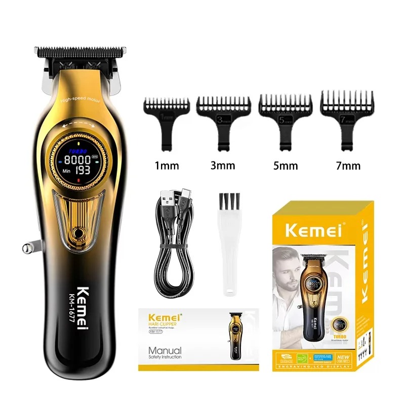 Tondeuse de Coupe Barbier Kemei KM-1677 (8000 RPM) – Machine Électrique Rechargeable Haute Performance pour Hommes image 1