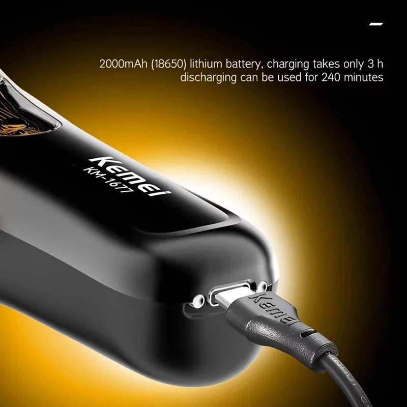 Tondeuse de Coupe Barbier Kemei KM-1677 (8000 RPM) – Machine Électrique Rechargeable Haute Performance pour Hommes image 3