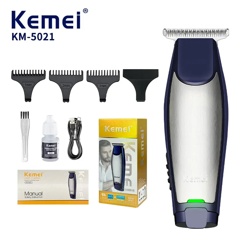 Tondeuse de Finition et Barbe Kemei KM-5021 – Lame Inox de Précision, Rechargeable & Format Mini