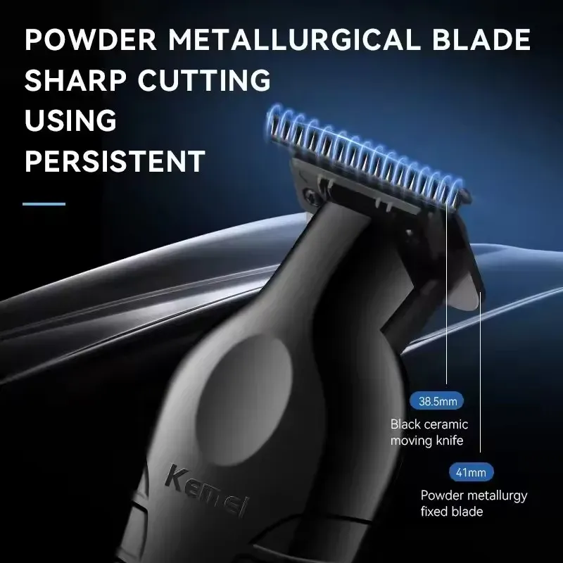 Tondeuse de Finition Professionnelle Kemei KM-2299 – Coupe à Blanc 0mm Zero Gap, Lame T-Blade & Recharge USBimage-2