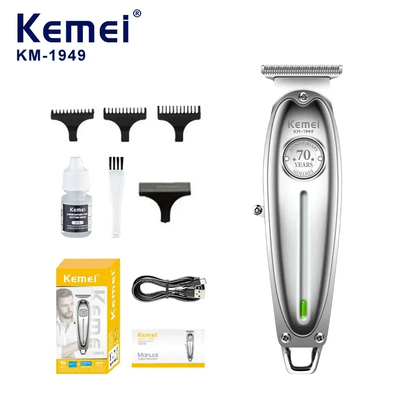 Tondeuse Professionnelle Full Métal Kemei KM-1949 – Corps Métallique, Lame T-Blade 0mm & Rechargeable USBimage 4