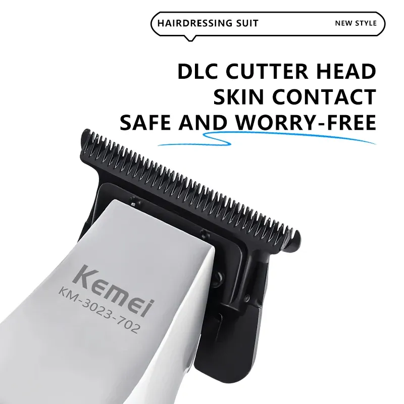 Tondeuse Professionnelle Full Métal Kemei KM-3023-702 – Lame Revêtement DLC, Moteur 9000 TR/MIN & Socle de Charge USBimage 4