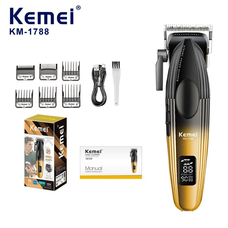 Kemei - Tondeuse Professionnelle Kemei KM-1788 – Moteur Mégapuissant 9000 TR/MIN, Recharge USB Type-C & Sans Fil