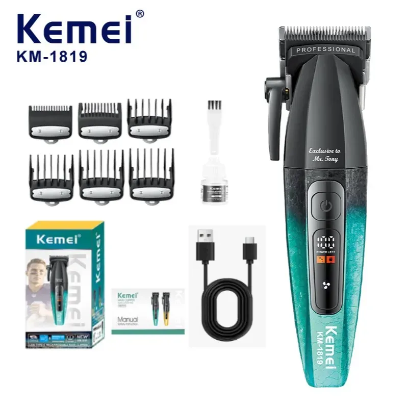 Kemei - Tondeuse Professionnelle Kemei KM-1819 – Moteur Super Speed 8000 RPM, Batterie Lithium 2500mAh & Certifiée CE