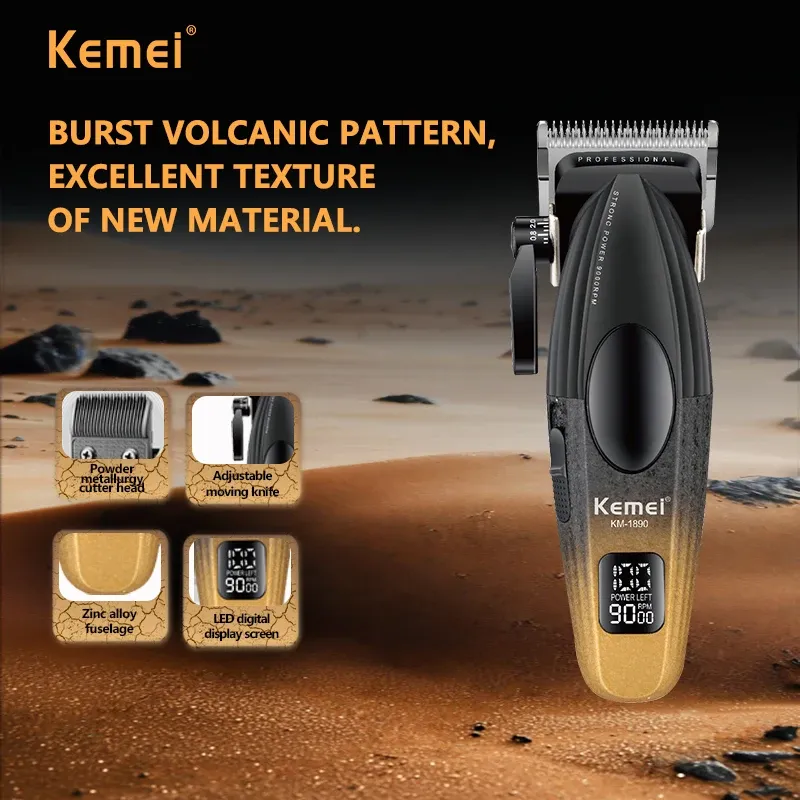 Tondeuse Professionnelle Kemei KM-1890 – Moteur Ultra-Rapide 9000 RPM, Lames Métallurgie & Batterie 2000mAh image 3