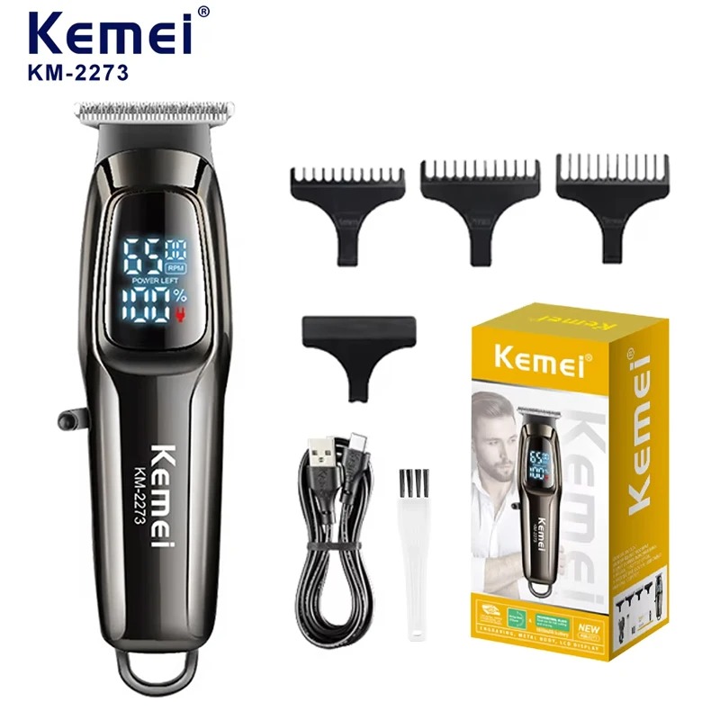 Tondeuse Professionnelle Kemei KM-2273 – Moteur Puissant, Batterie Lithium & Rechargeable USB image 1