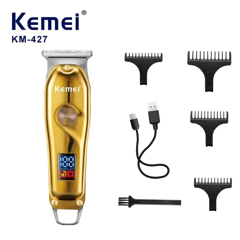 Tondeuse Professionnelle Kemei KM-427 – Écran LED Numérique, Lame Réglable & Rechargeable USB