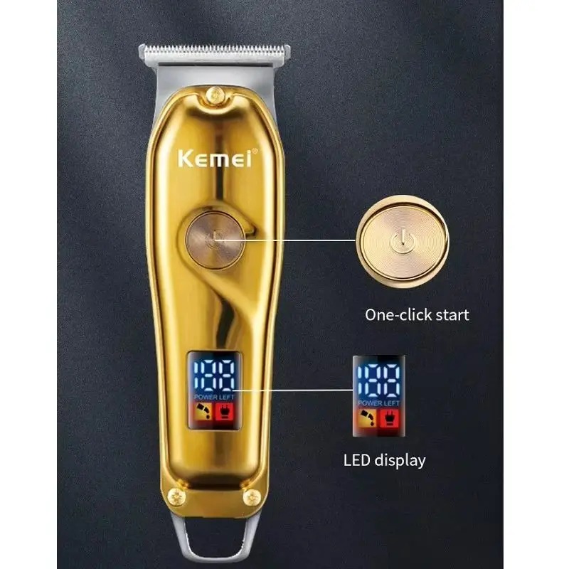 Tondeuse Professionnelle Kemei KM-427 – Écran LED Numérique, Lame Réglable & Rechargeable USBimage-2