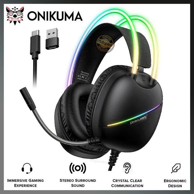 ONIKUMA - Casque Gaming ONIKUMA X33 USB/Type-C – Son Surround RGB, Microphone Anti-Bruit, Haut-parleurs 50 mm