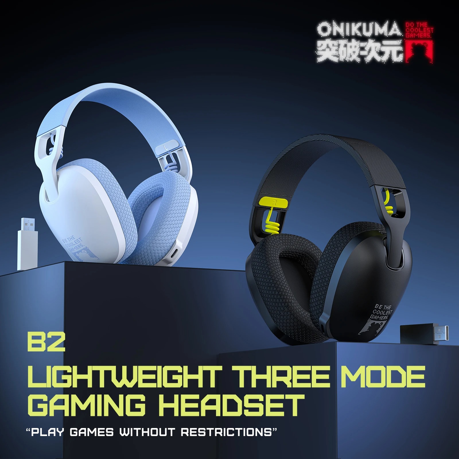 Onikuma B2 Wireless Gaming Headset – Casque de Jeu Sans Fil 2.4GHz & Bluetooth 5.3 pour PS5, PS4 & PC