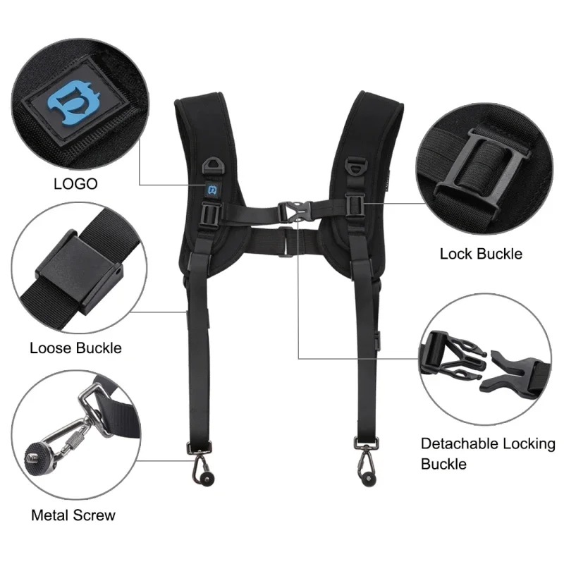 Harnais d'Épaule Double PULUZ à Dégagement Rapide – Sangle de Décompression en Mousse Souple pour DSLR image 3