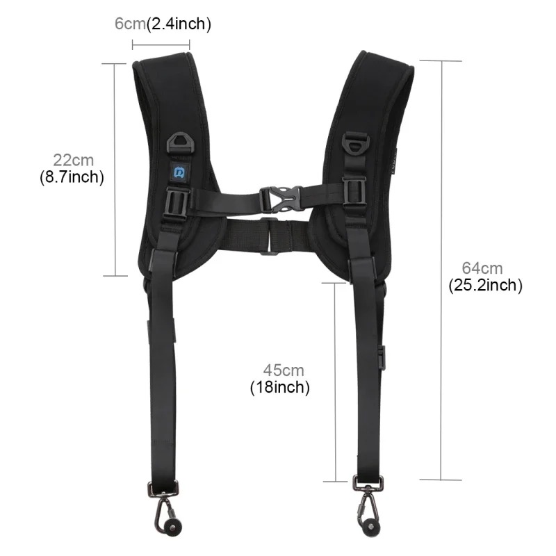 Harnais d'Épaule Double PULUZ à Dégagement Rapide – Sangle de Décompression en Mousse Souple pour DSLRimage 4