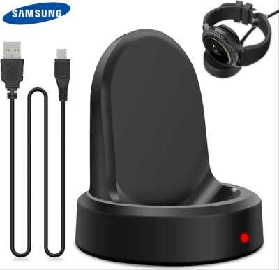 Chargeur pour Samsung Gear S3 Frontier & Classic Dorwrnln – Station de Charge Sans Fil avec Câble Micro USB
