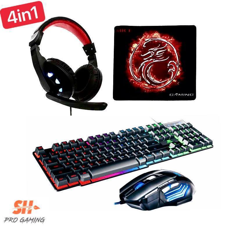 Combos Gaming SH Gk-470 4-en-1 : Clavier, Souris, Casque et Tapisimage-2