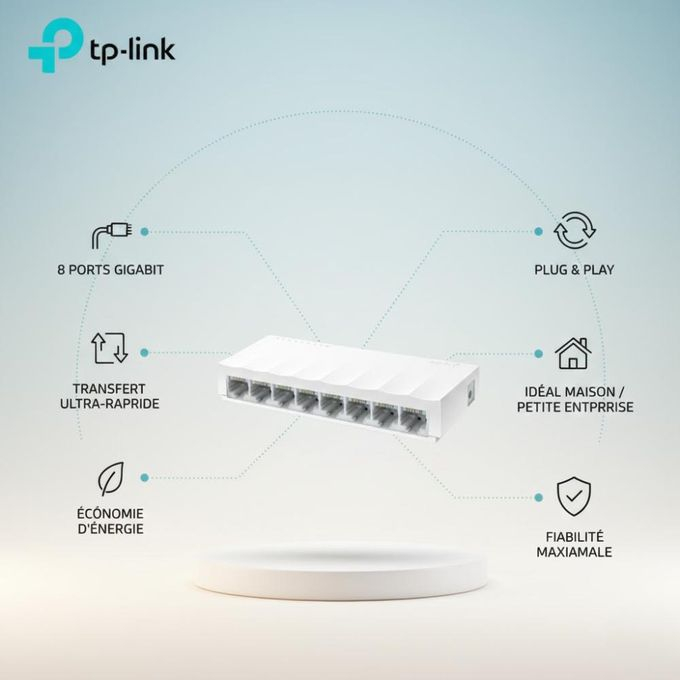 Switch Ethernet 8 Ports TP-Link LS1008 (10/100 Mbps) – Plug & Play, Boîtier Plastique & Économie d'Énergieimage-2