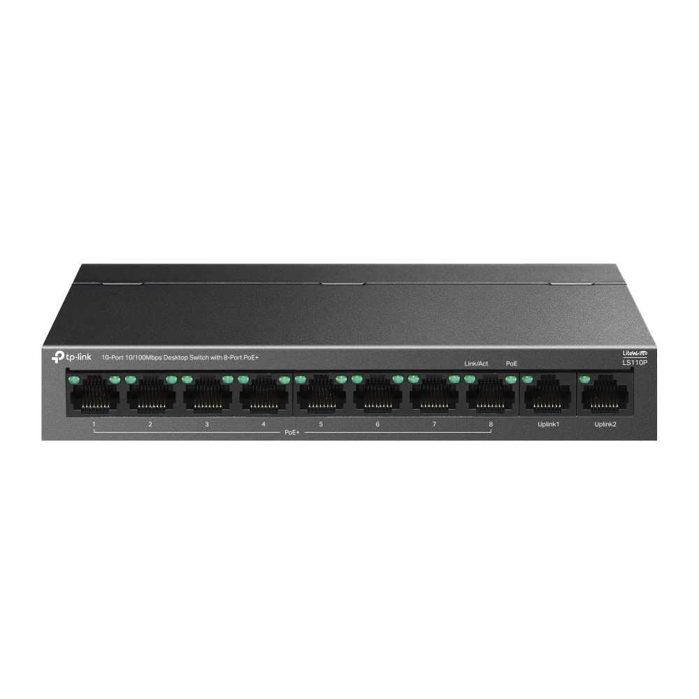 Switch PoE+ 10 Ports TP-Link LS110P (96W) – 8 Ports PoE+, Mode Extend 250m & Mode Isolation image 1