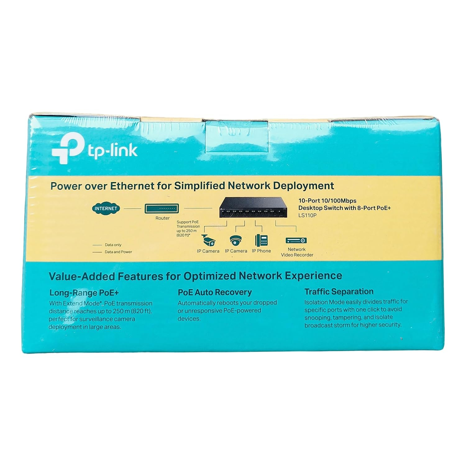 Switch PoE+ 10 Ports TP-Link LS110P (96W) – 8 Ports PoE+, Mode Extend 250m & Mode Isolationimage 4