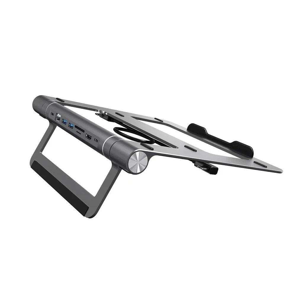 Support Ordinateur Portable WiWU A821CH 8-en-1 – Station USB-C Intégrée, Pliable Aluminium, Rotation 360°, Dissipation de Chaleur image 1