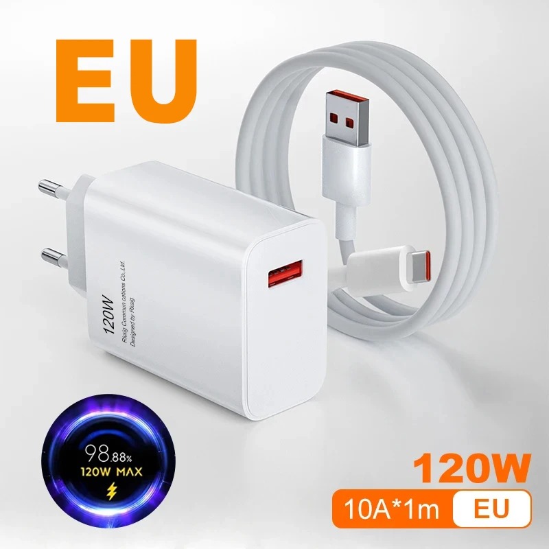 Chargeur Rapide Xiaomi 120W Turbo Original (Prise EU) avec Câble USB-C 6A