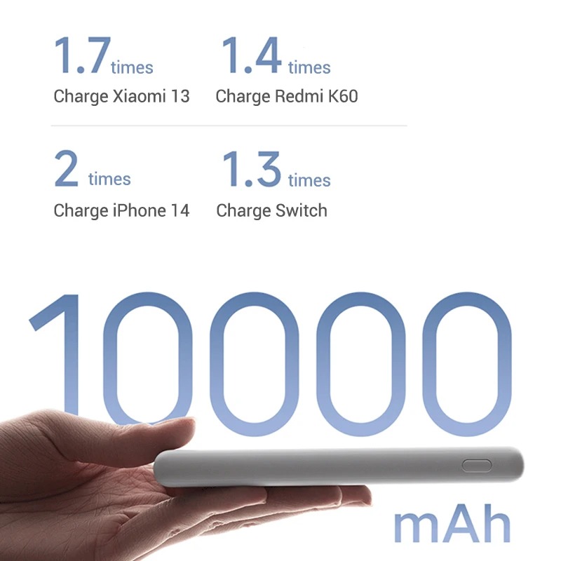 Power Bank Xiaomi 10000mAh Lite (P16ZM) – Charge Rapide 22.5W Bidirectionnelle, Compatible Type C, PD pour iPhone et Switchimage-2