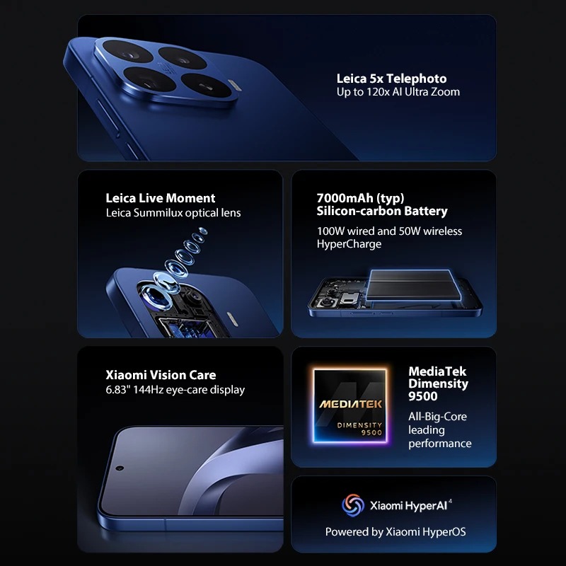 Smartphone Xiaomi 17T Pro (Version Mondiale) – Écran CrystalRes AMOLED 144Hz, Caméra Téléobjectif Leica & Charge HyperCharge 120Wimage 4