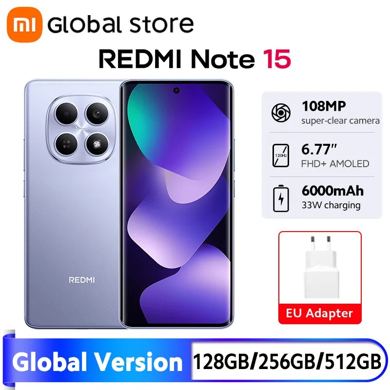 Xiaomi Redmi Note 15 4G Version Globale — Smartphone AMOLED 108MP avec Batterie 6000 mAh